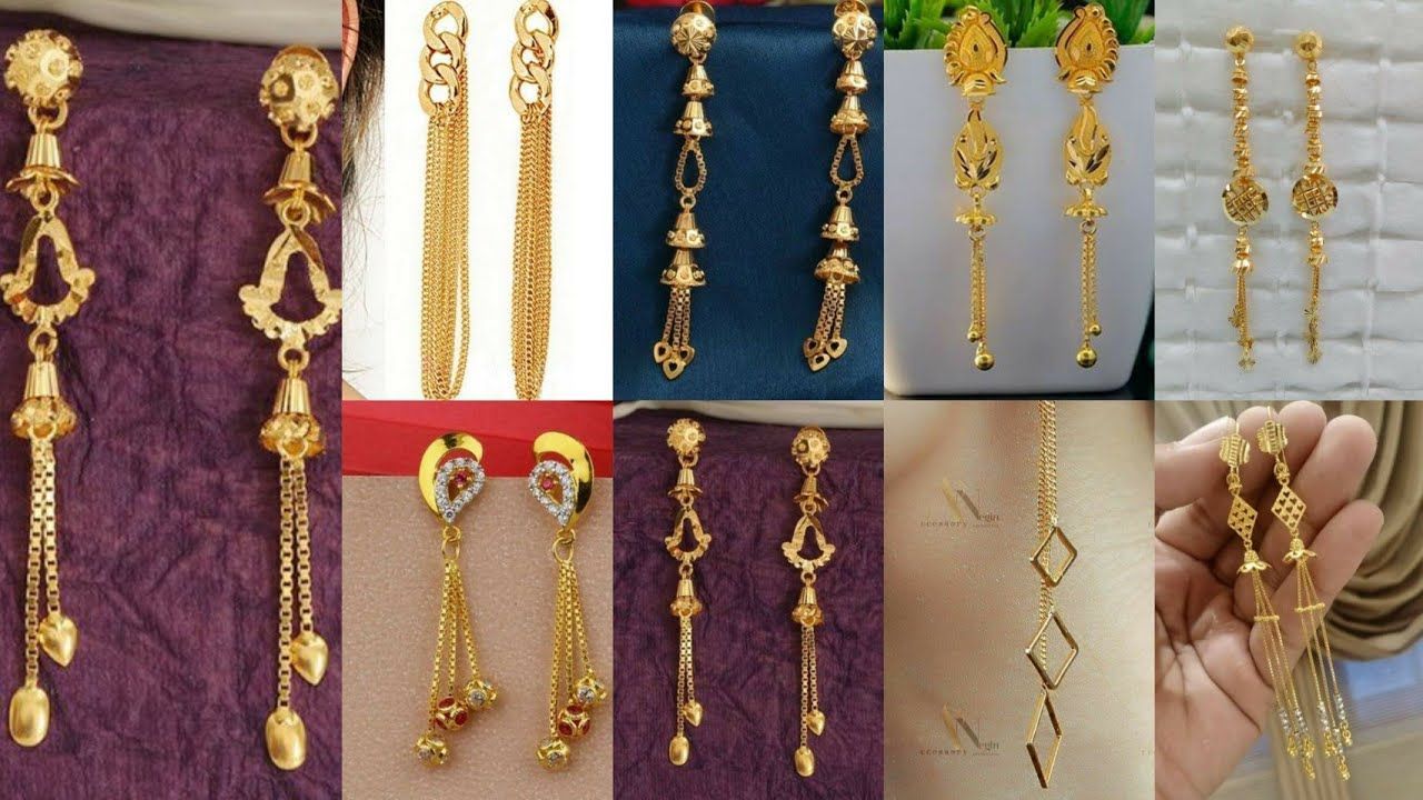 Trending Gold Earrings Design 2024 सुई धागा इयरिंग डिजाइन